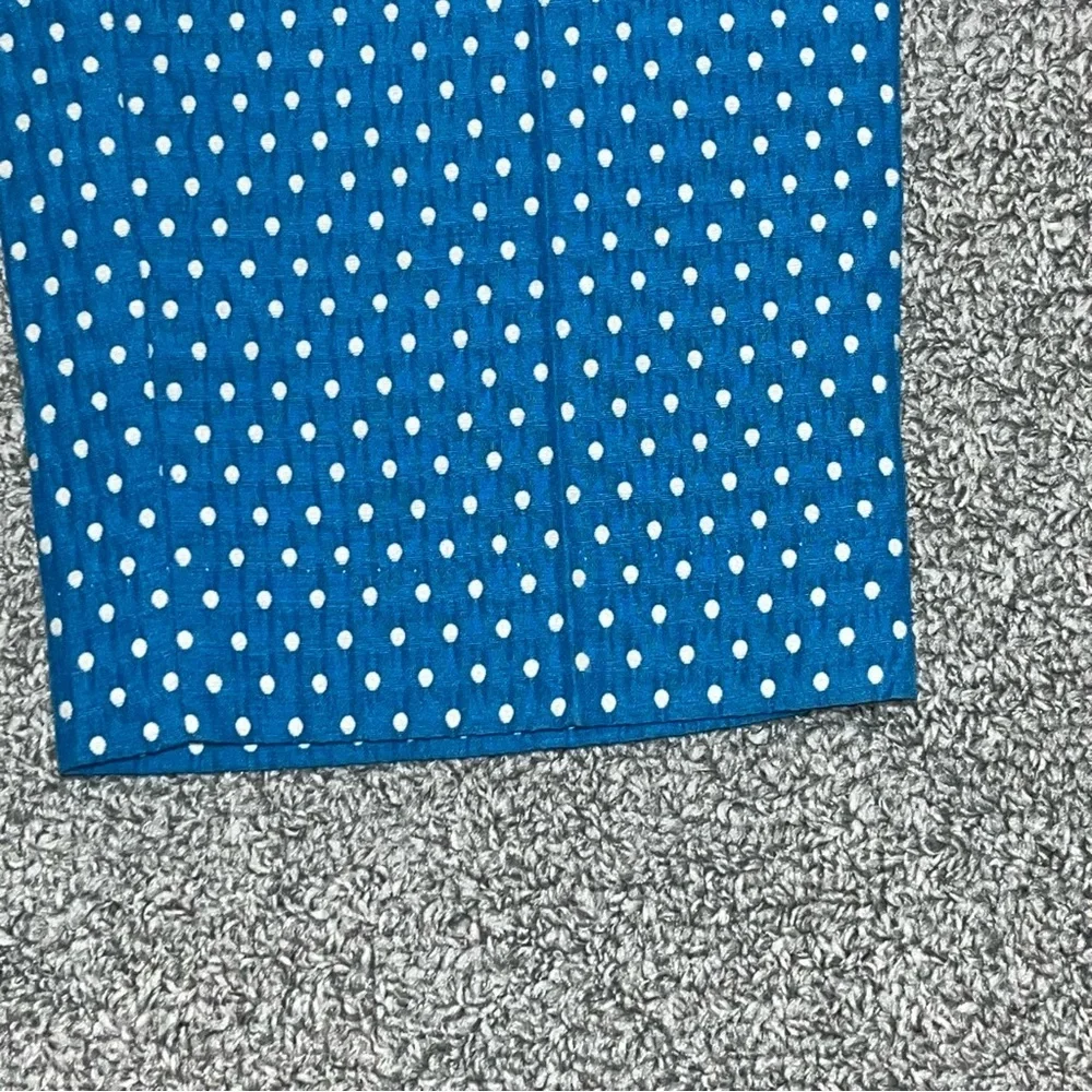 J.Crew Cafe Capri Polka Dot Pants Women's Size 4 Blue Mid Rise Stretch